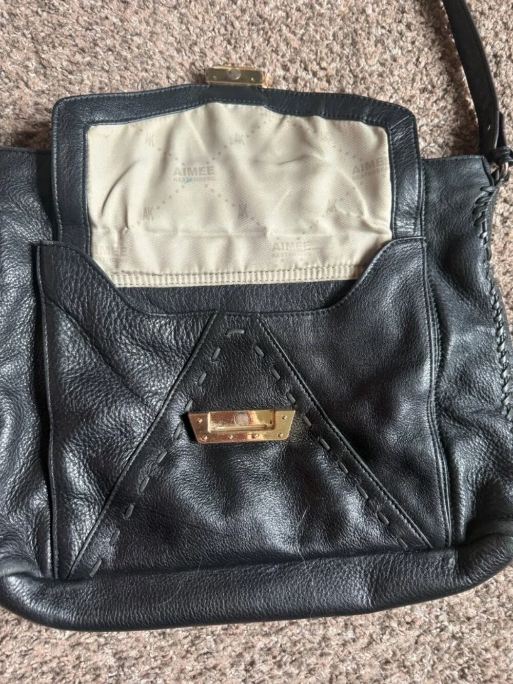 AIMEE KESTENBERG Genuine Leather Crossbody Bag - Black